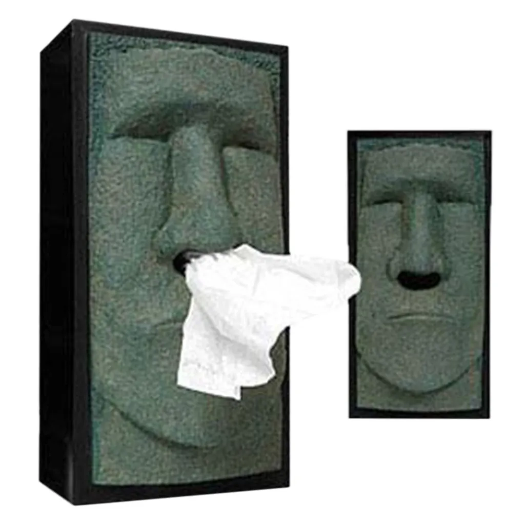 Boîte de rangement de mouchoirs tête créative boîte de mouchoirs en papier couverture distributeur visage île de Pâques rétro maison organisation cas # C Y2003295L