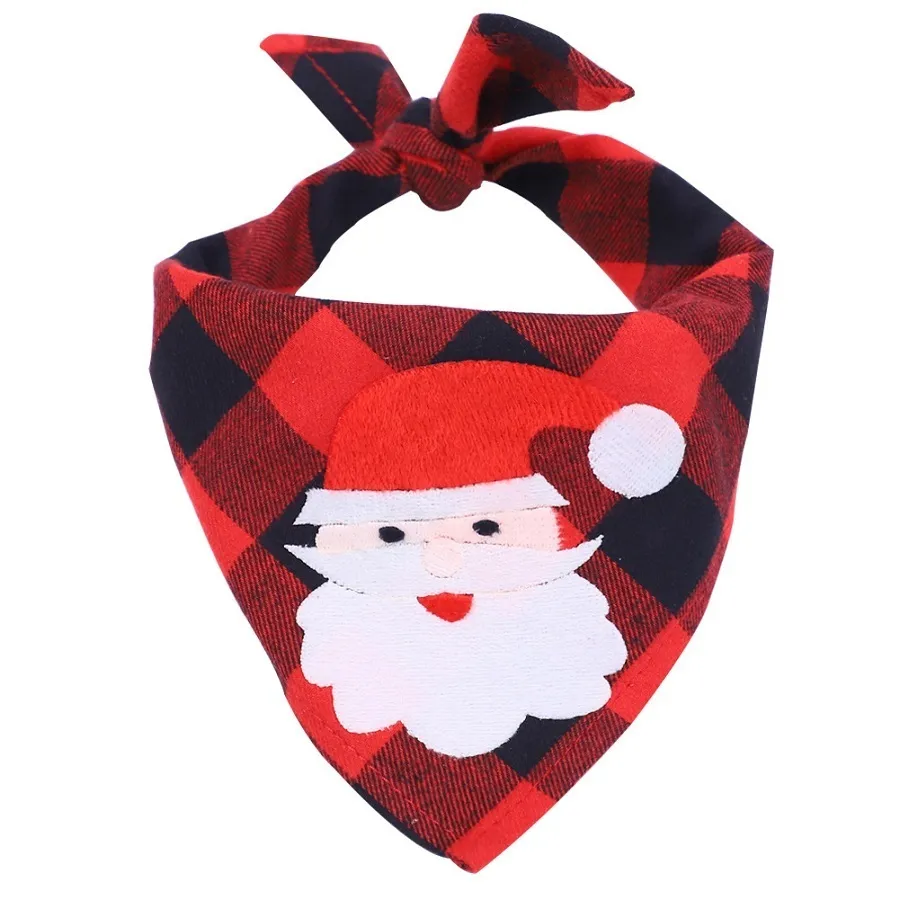 Christmas Dog Bandana Elk Printed Pet Washable Decoration Scarf Handkerchiefs Bibs Pet Accessories Saliva Towel Pet Collar Napkin w-00443