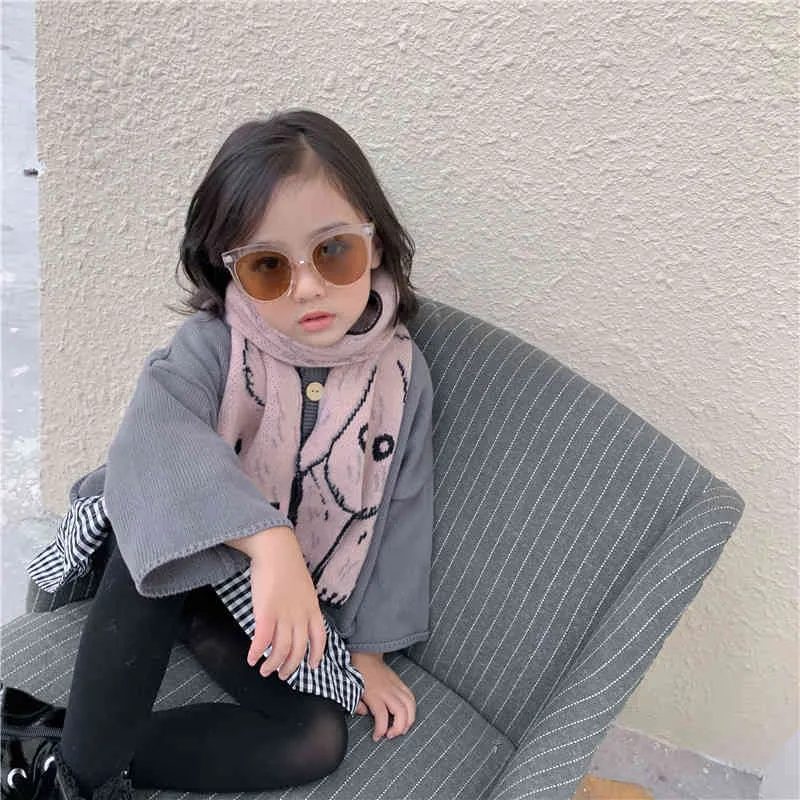 Cute Korean Style Cartoon Bear Rabbit Kids Knitted Wool Scarf Autumn Winter Boys Girls Toddler Long Scarfs1IJE