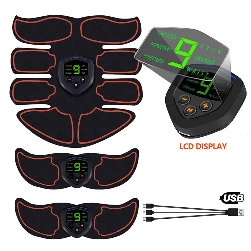Abdominal Muscle Stimulator ABS EMS Trainer Body Toning Fitness USB Rechargeable Muscle Toner Workout Machine Men Women Training Q210C