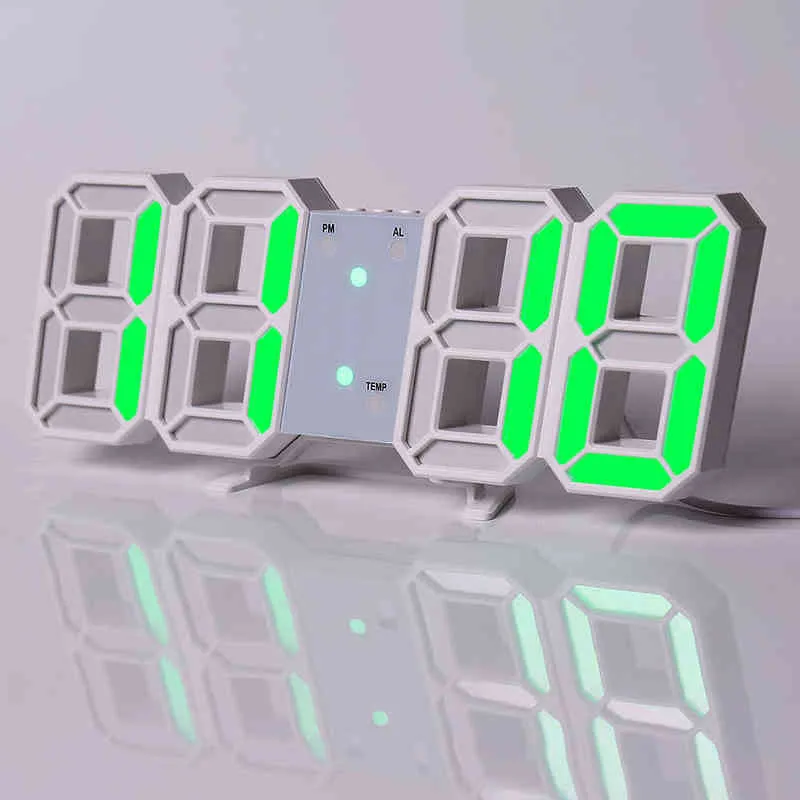 LEDデジタル壁時計モダンデザインウォッチクロック3Dリビングルーム装飾テーブルアラームナイトライト発光デスクトップH1230