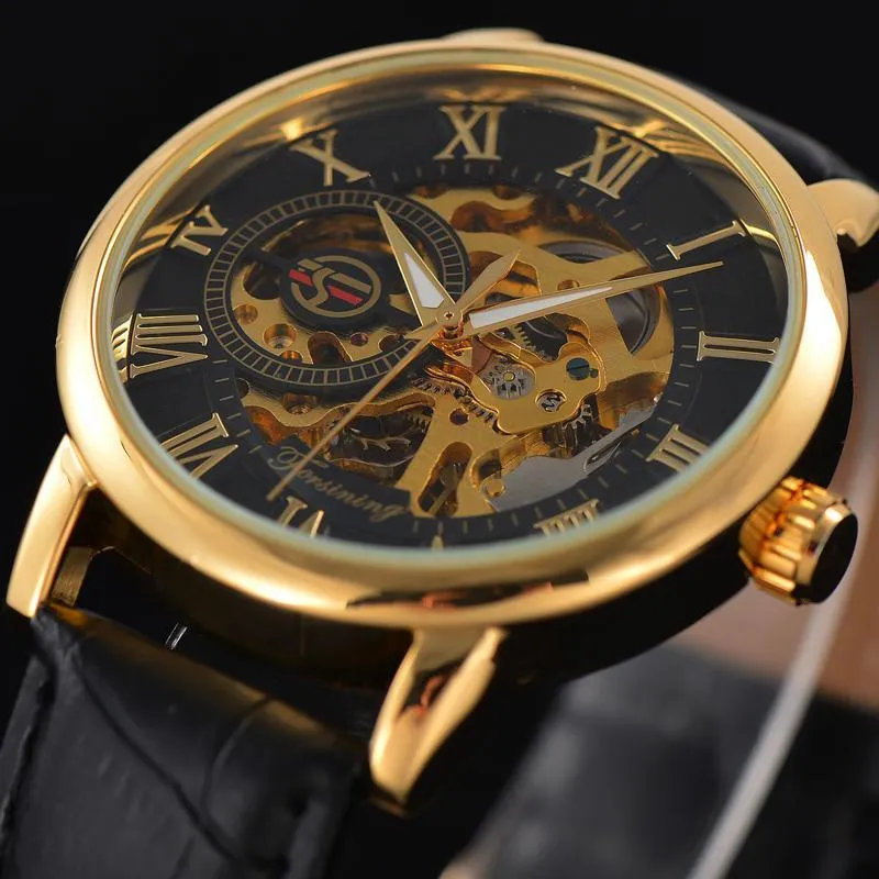 ForSining Top Mens Watch Men Sport Clock Male Business Skeleton Clocks Hand Wind Mechanical Watches Gift1207a
