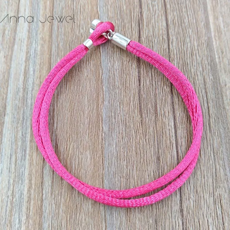 Hoge kwaliteit fijne sieraden 100% echt stof koord armband roze mix grootte 925 zilveren kraal past pandora charms armband DIY markeren voor vrouwen mannen geschenken 590749CPH-S