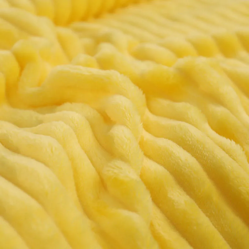 Mantas de franela súper suave para camas Tiro de rayas sólidas Cubierta de sofá Colcha Invierno Cálido Manta amarilla LJ201127