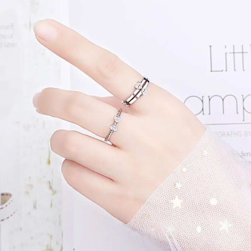 Fashion Jewelry Ring Creative Four-Leaf Clover Ring For Women Split Three-In-One Combination Opening Ring Adjustable Size gift J152