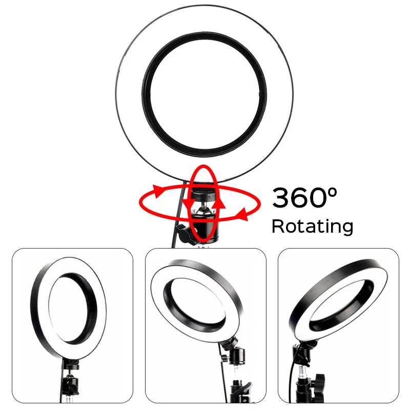 Professional 6 inch LED Ring Light Photo Studio Camera Light Photography Kit Makeup Video Selfie Fill Lamp with Tripod Stand