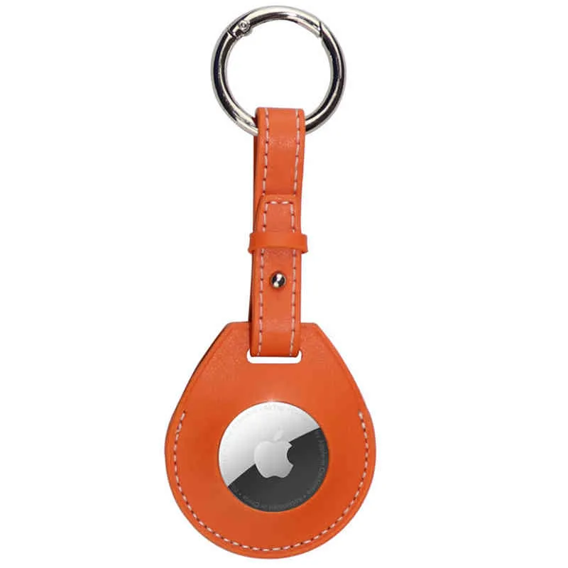 Lyxigt stötsäkert skyddsfodral för Apple AirTag PU Läder Hang Nyckelring Bagage Air Tag Wrap Bag Charm Loop Keychain Cover