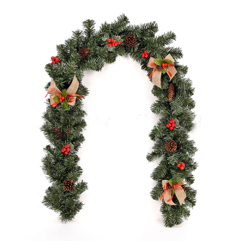 Kerstversiering Ornamenten Kerstboom Garland Rotan Huis Muur Pine Hangende Groene Kunstmatige Krans Open haard Nieuwjaar Decor 2284K