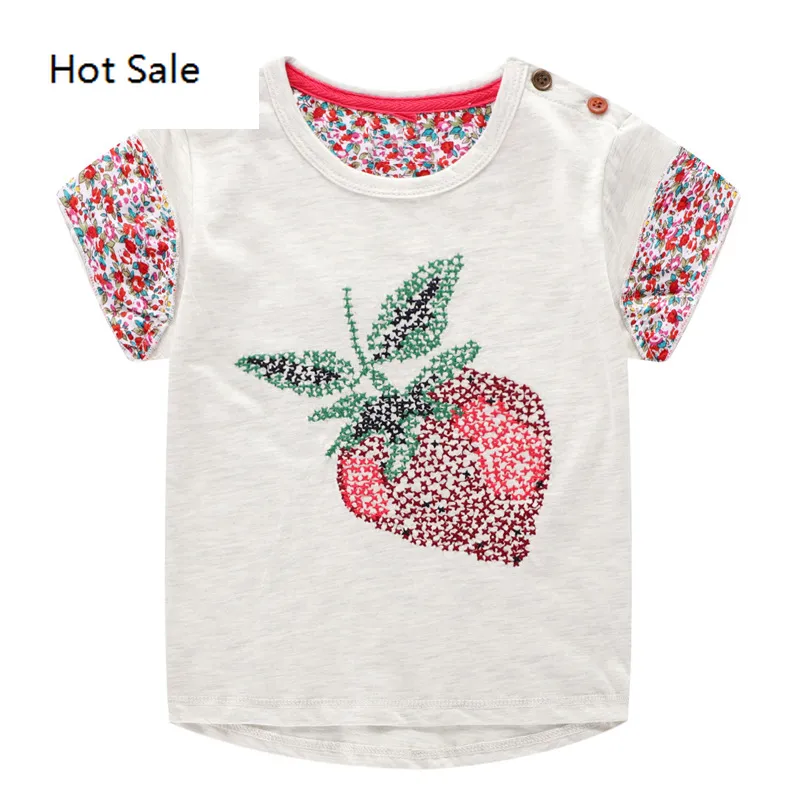 Djur alpakka applikation flickor t shirt bomull småbarn kläder rosa färger baby flickor toppar tees skjortor barn tshirts6378585