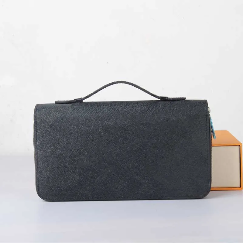mens wallets single zipper mens wallet high quality black waterproof canvas Long Wallet card holder men handbag with orange box ca319K