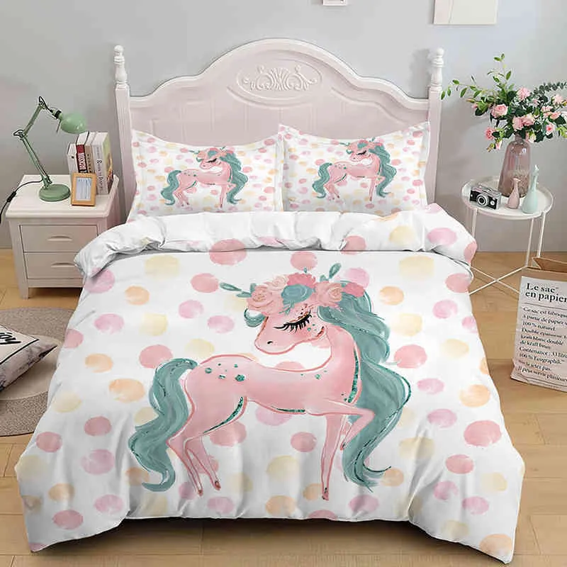 Cartoon Ballet Dancing Girl Duvet Cover Set Princess Style Twin Siz Bedding Kids Nordic Bed 150 90 Queen King 220208