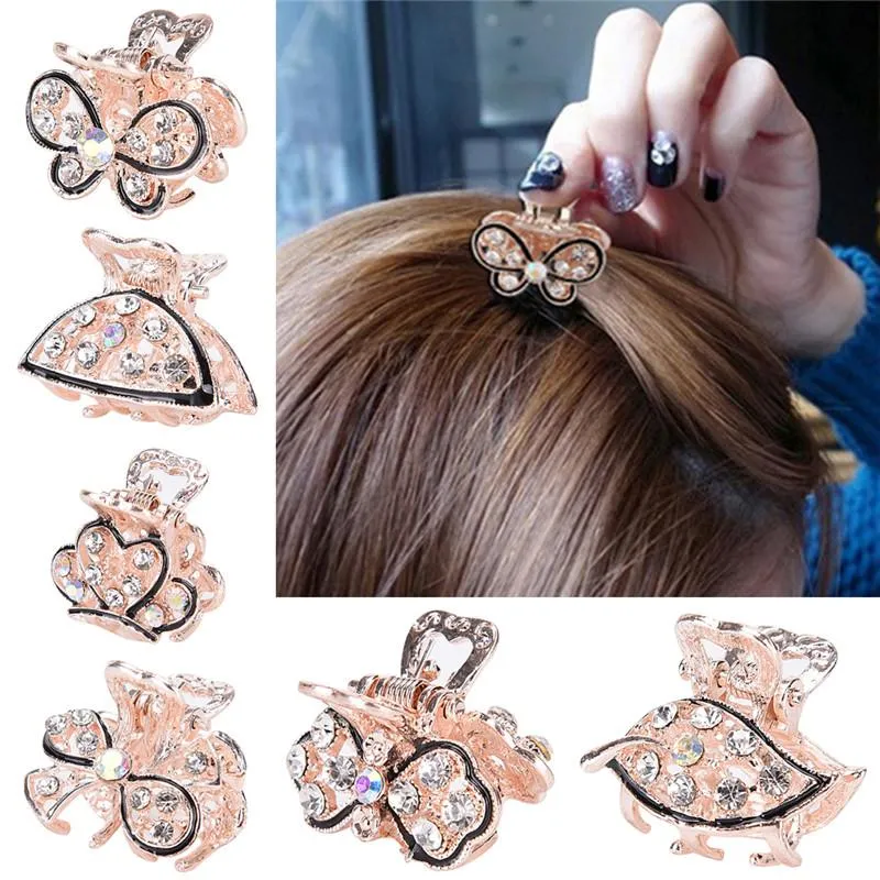 Butterfly Crystal Hair Clips Pins for Women Girls Vintage Headwear Redestone Barrette Jewelry Accessories272l