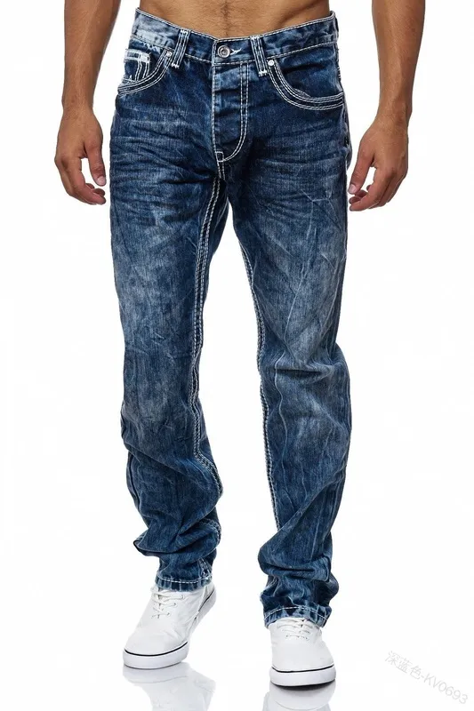 Moda Kot Erkekler Yüksek Bel Skinny Erkek Denim Erkek Arkadaşı Pantolon Bahar Sonbahar Düz Biker Siyah Mavi Pantolon Jean 220308