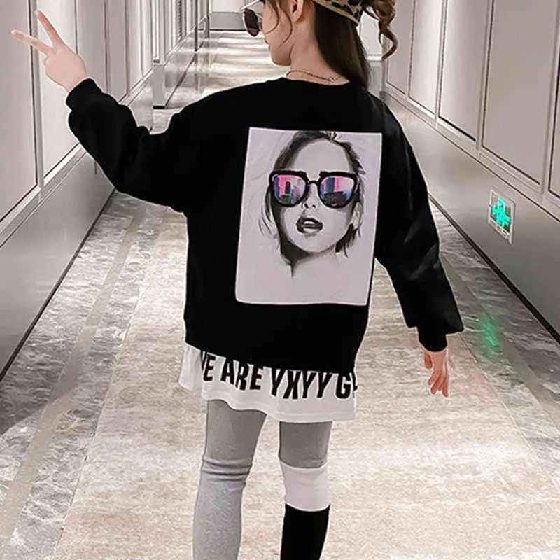 Miúdos Roupas Sets Girls Outono Roupas Adolescentes Casuais Big Children Sweater + Calças Fashionable Sports Ternos 4 5 7 9 11 20Y 211224