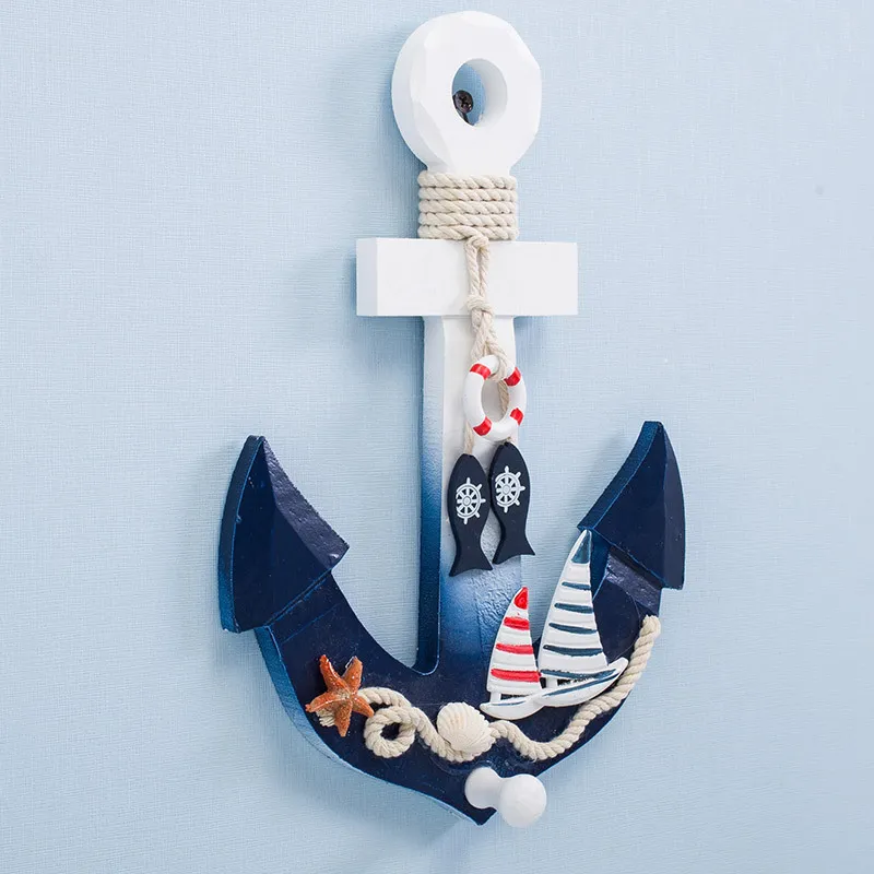 Sailing Decorations Wooden Anchor With Rope Boat Anchor Rope Holder ...