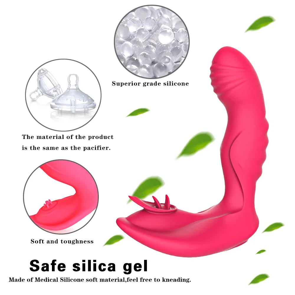 Indossabile Tongue Lick Vibratore le donne Wireless Remote invisibile Dildo Clitoride stimolatore giocattolo del sesso la donna Orgasmo Masturbatore Y201118