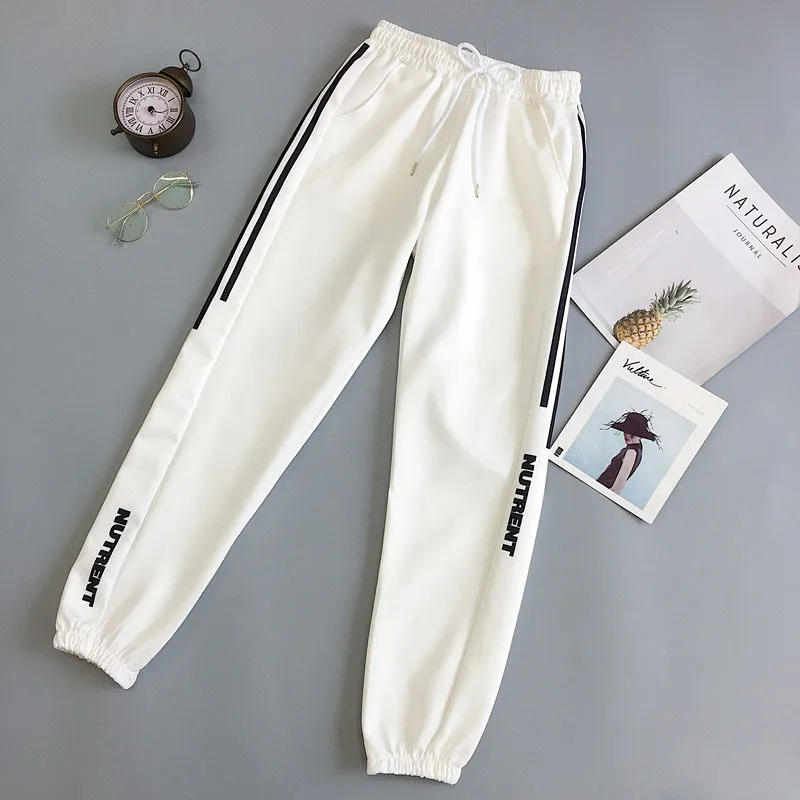 Printemps Sport Cargo Pantalon Plus La Taille 2XL Lettre Broderie Pantalon Femmes Taille Haute Streetwear Cool Fille Harajuku Hip Hop Pantalon 201113