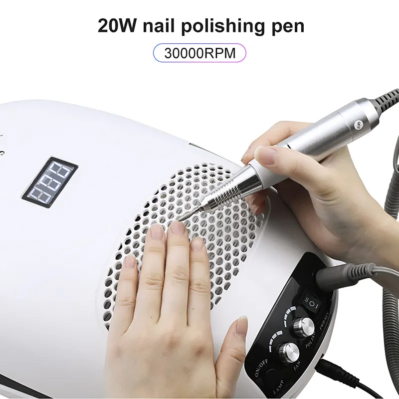 140W 3-IN-1Multifonction Nail Poussière Aspirateur Perceuse Électrique UV LED Lampe Manucure Machine Pour Salon Outil 220211