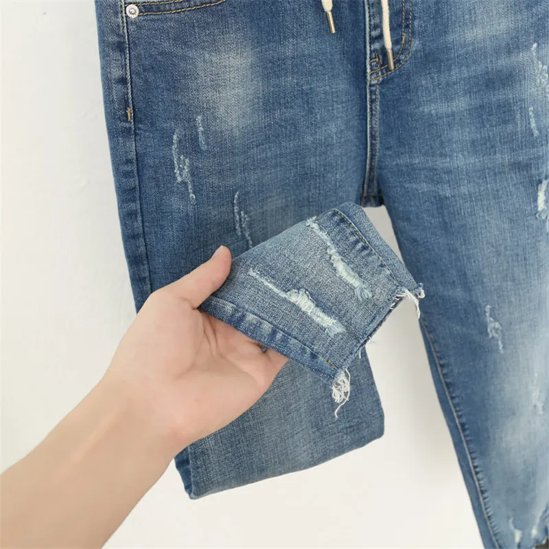 Plus Size Boyfriend Jeans For Women Casual Vintage High Waist Jeans Denim Harem Pants Elastic Waist Denim Jeans Femme LJ201013