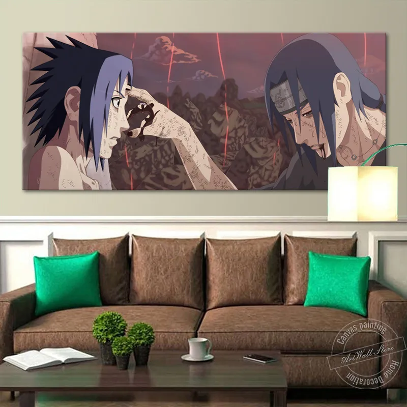 Brak ramy plakat anime Sasuke vs Itachi HD Canvas Art Mur Picture Decor Home Sofa Wystrój ściany Dekorowanie urodzinowe prezenty urodzinowe LJ2011283735683