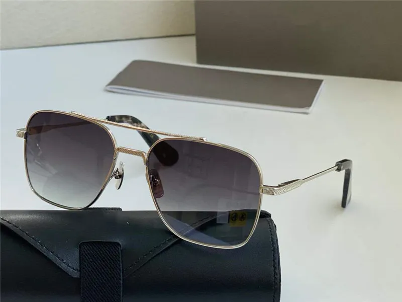 New Fight 007 인기있는 Symeta Sunglasses 남자 골드 레트로 스퀘어 프레임 패션 패션 아방가르드 스타일 최고의 품질 UV 400 렌즈 안경 송신 254b
