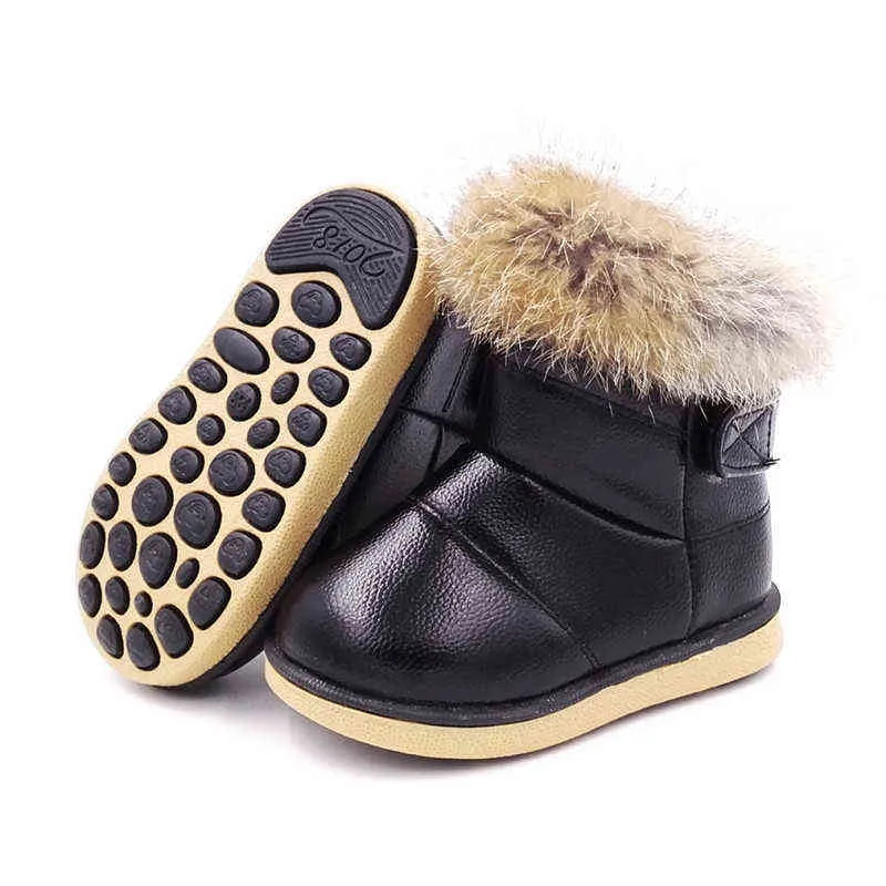 COMFY KIDS Winter Warm GirlsSnow Boots For Children Baby Shoes Pu Leather Soft Bottom Snow boots for Girls 211227