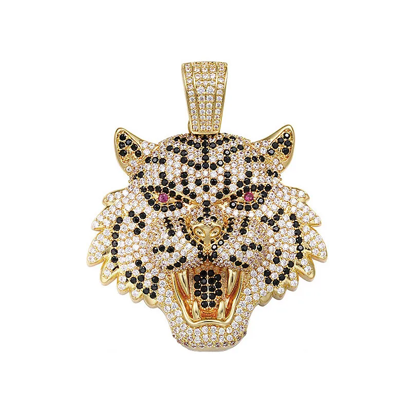 Bling Iced Out Necklace Micro Pave Cubic Zircon Tiger Pendant For Men Women Gifts Luxury Hip Hop Jewelry Y1220287i