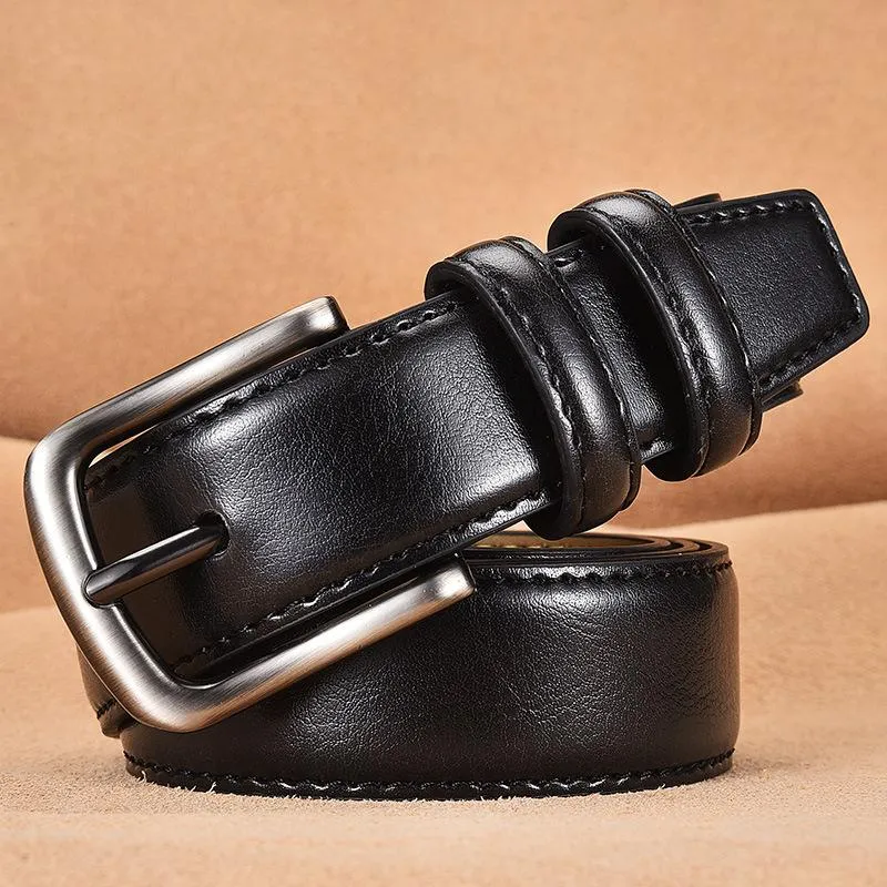 Поясные аксессуары для мужчин гентский кожаный ремень брюки пояс стильный случай с черно -серым темно -коричневым и Color270y