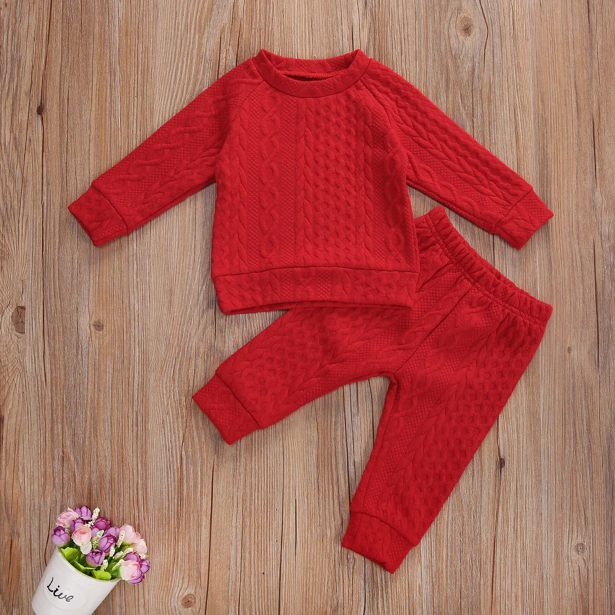 Tout-petits garçons filles vêtements automne hiver couleur unie pull haut et pantalon long ensembles mode bébé tenues ensembles unisexe bébé tenue LJ201221