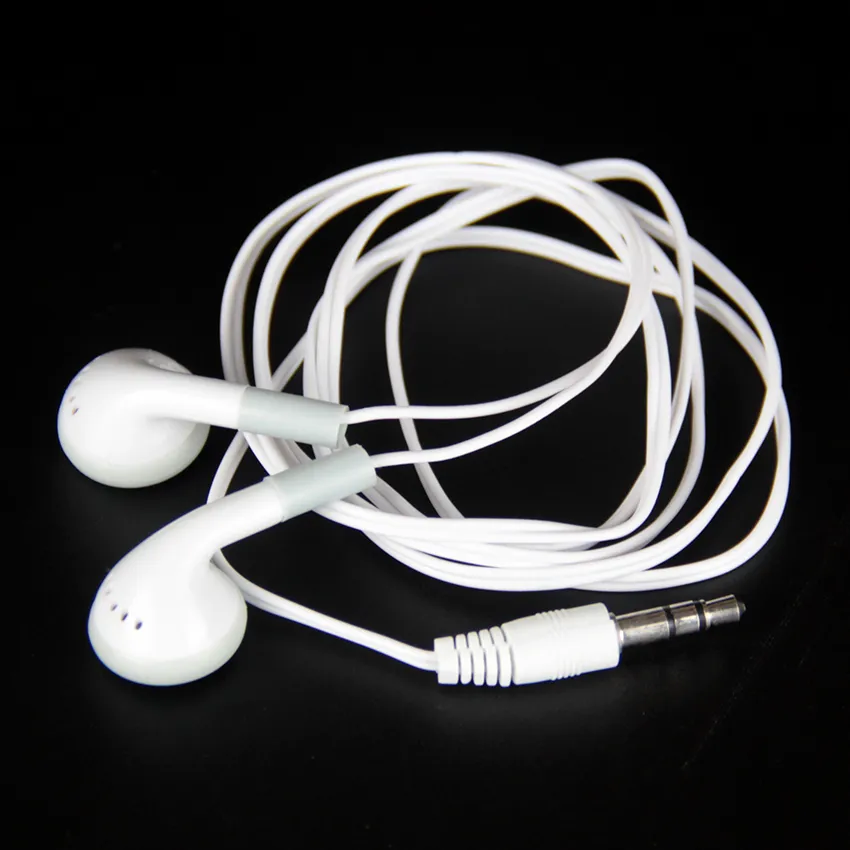 Disposable White Wired Earphones 3.5mm In Ear Stereo Earbuds Headphone Without Mic For Mobile Phone MP3 MP