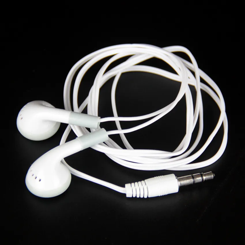 Fones de ouvido brancos por atacado 3,5 mm fones de ouvido descartáveis ​​sem microfone para celular mp3 mp4
