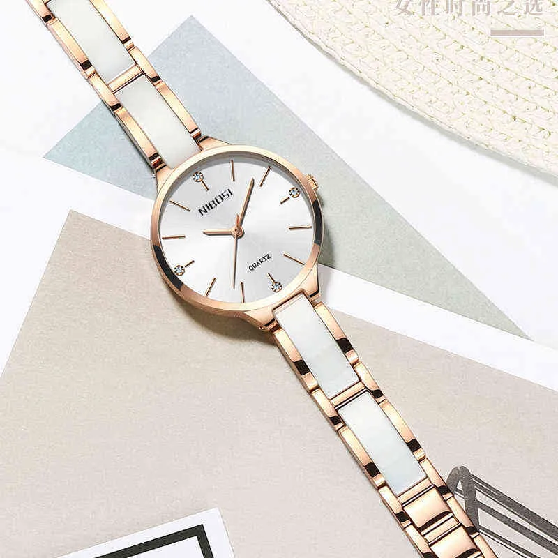 NIBOSI Women Wrist Watch 2022 Ceramic Bracelet Watches Ladies Creative Women's Watch Female Clock Relogio Feminino Montre Fem250v