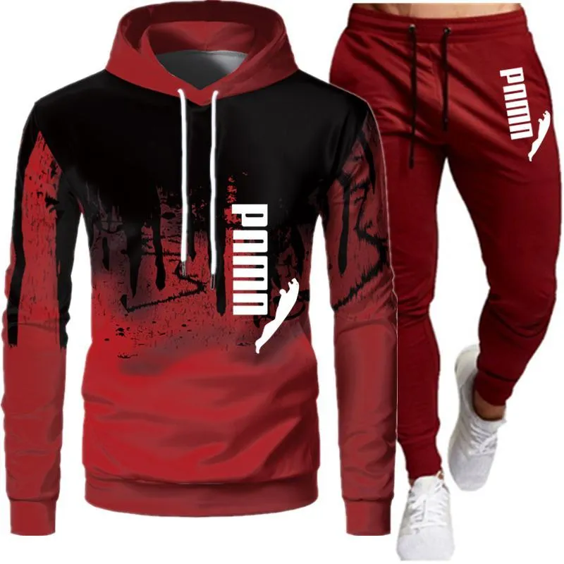 Lässige Männer 2 Stück Sets Mit Kapuze Sweatshirts Frühling männer Kleidung Pullover Hoodies Hosen Anzug Ropa Hombre Plus Größe C1116