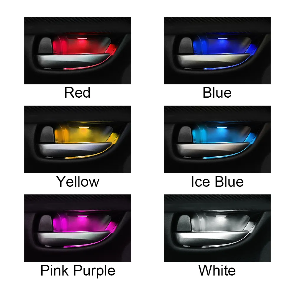 4 pezzi luce ambientale auto interni porta interna maniglia bracciolo illuminazione lampada decorativa luci corrimano automatiche accessori auto
