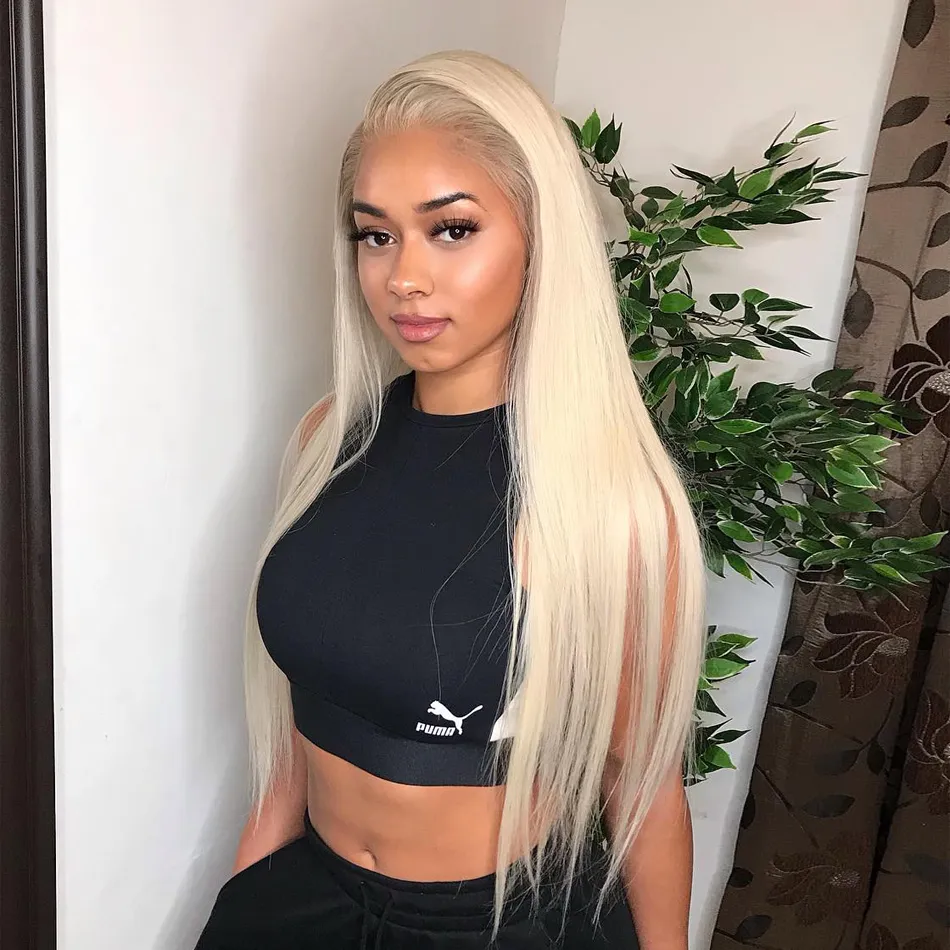 613 Blonde Lace Part Wig Middle Part Straight Human Hair Wigs 30inch 150 Transparent Brazilian Lace Part Wigs For Women Remy2989317110314