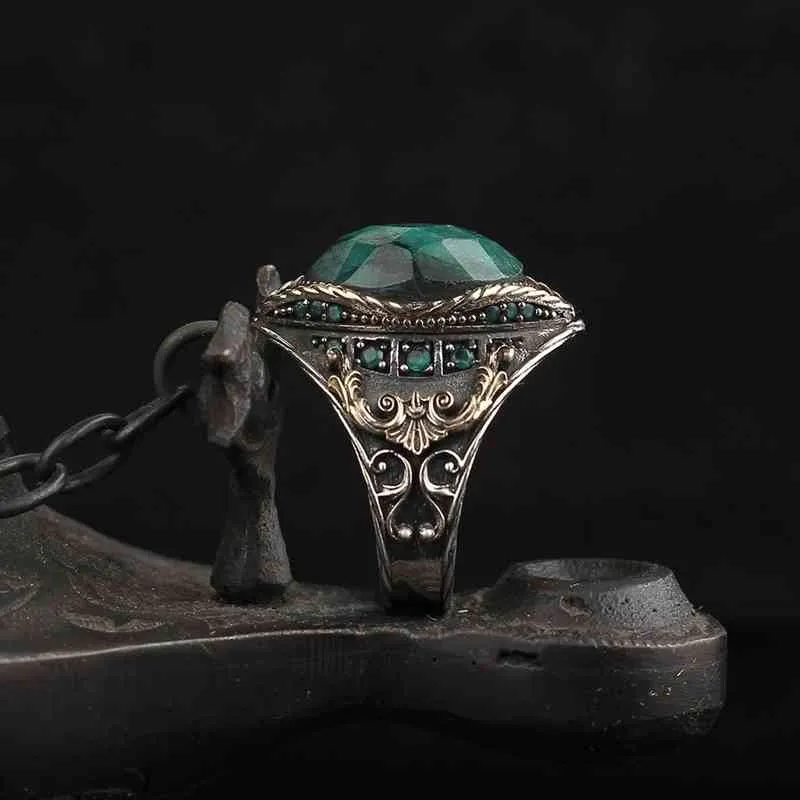 Nuovi anelli da uomo retrò fatti a mano in argento color argento turco vintage intagliato modello vuoto pietra zircone nero le donne gioielli punk28410946706176