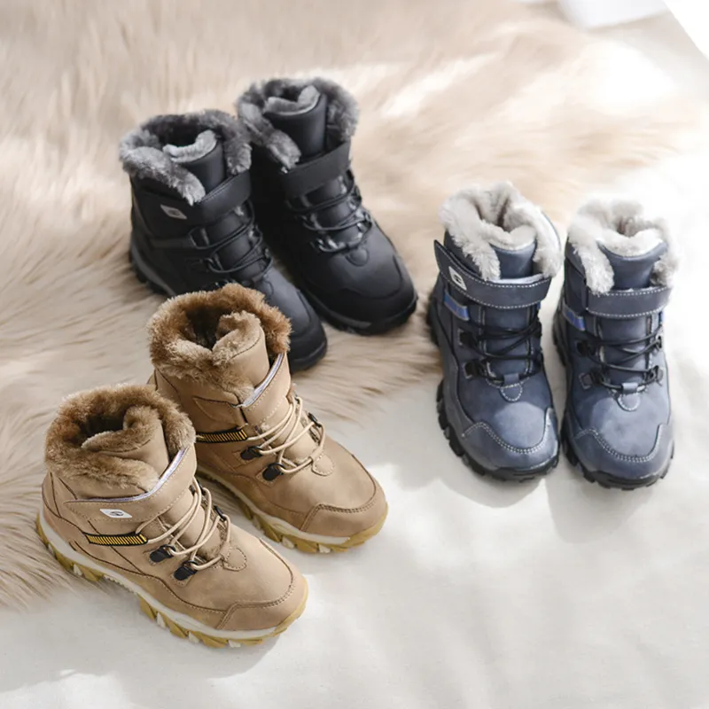 Kikids novos sapatos para meninos meninas crianças martin exército sneaker bebê plana quente inverno crianças botas de neve 201128