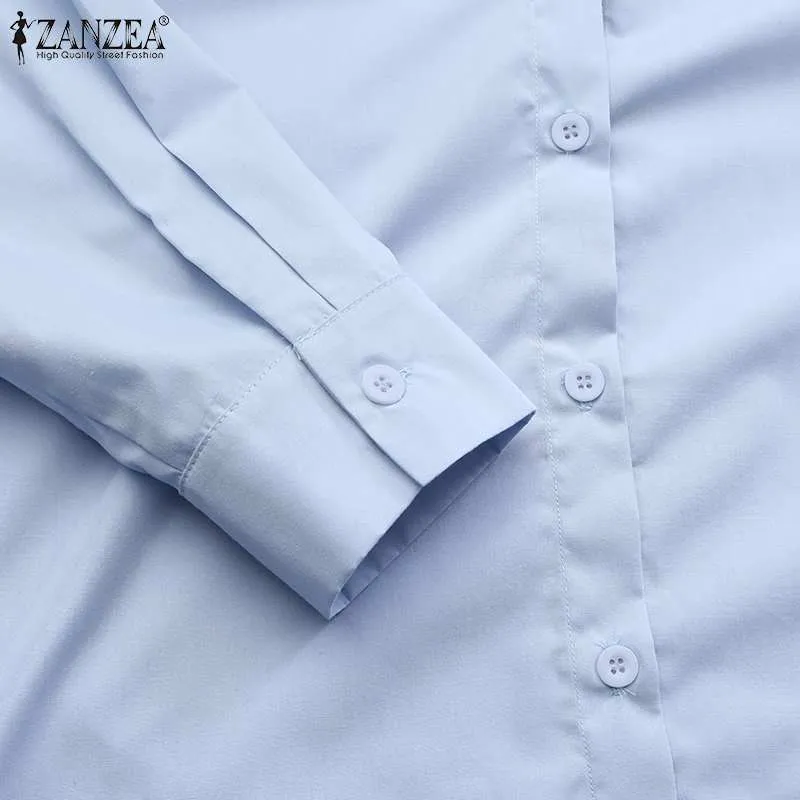 ZANZAE – chemisier élégant pour femmes, chemises décontractées à rayures, poches simples, surdimensionné, boutonnage, manches longues, hauts amples, automne 2021, 5XL, F114