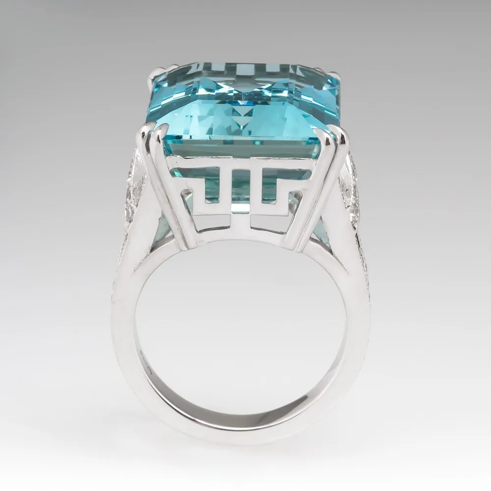 Argento Colore 925 Principessa Mare Blu Topazio Anello di diamanti Piazza Pietra preziosa Bizuteria Anillo 925 Gioielli le donne Anello con zaffiro scatola Y1124