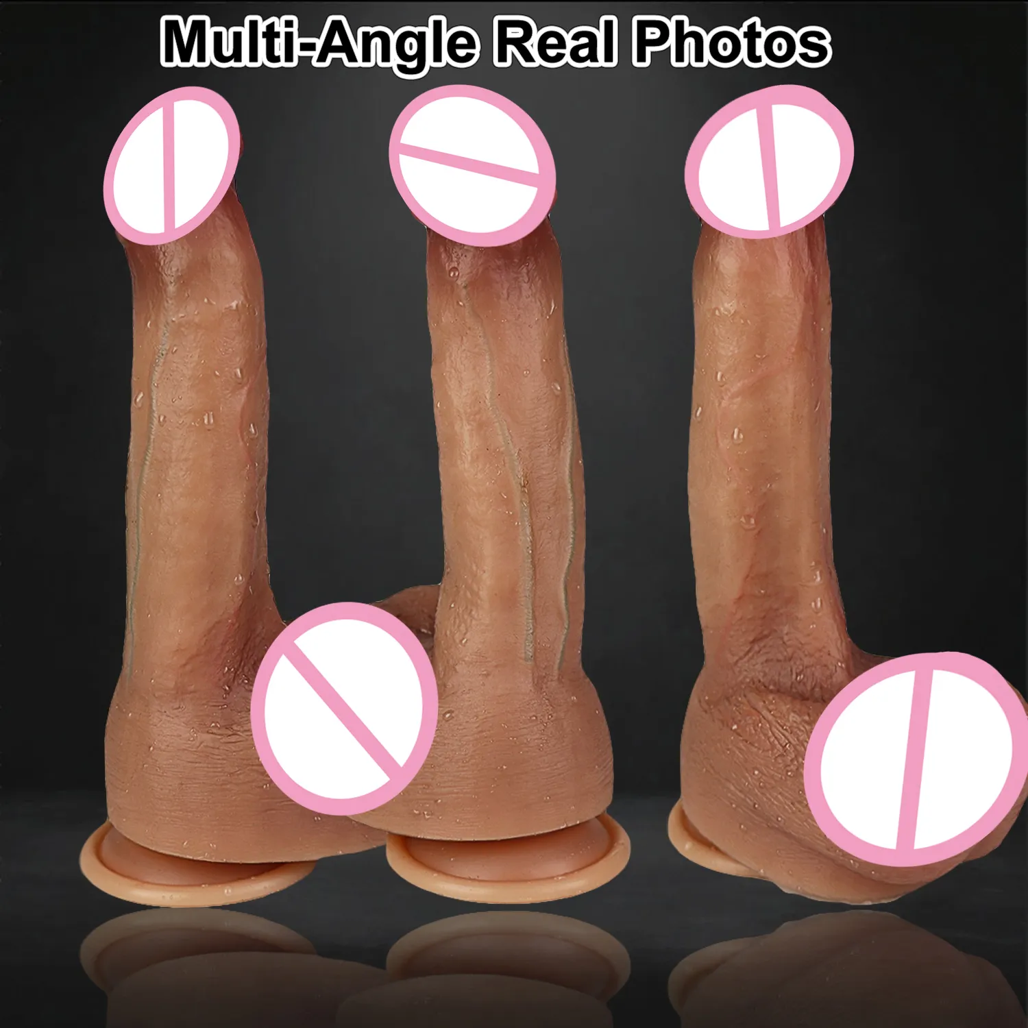 ناعم البالغ القضيب الحقيقي الكثيف الكبير XL Dildo Skin Skin Feel Custtive Cup Cupators Silicone Dick Anal Plug Toy Sexy for Men Women