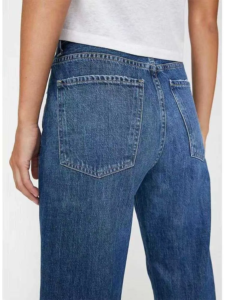 Jeans da donna 2021 nuovo COH elegante papà blu scuro vita alta elastico libero gambe larghe sottile pavimento allentato trascinando jeans donna