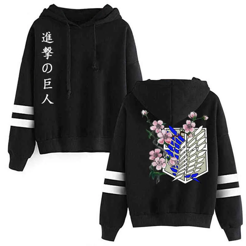 Femmes Hoodies Attaque sur Titan Imprimer Anime Sweat À Capuche Streetwear Tops H1227