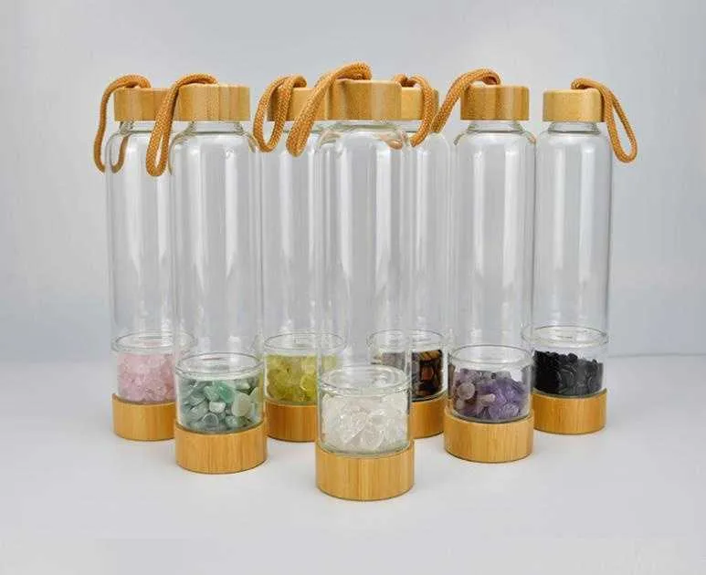 Natural Quartz Crystal Glass Sublimation Water Bottles Gravel Irregular