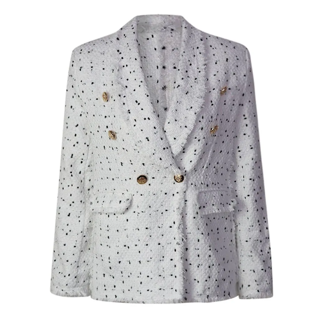 Handgjord lyxulljacka för kvinnor Vintage Dubbelbröst Houndstooth Woolen Suit Coat Za Veste Outwear Cardigan Dropship 10 T200111