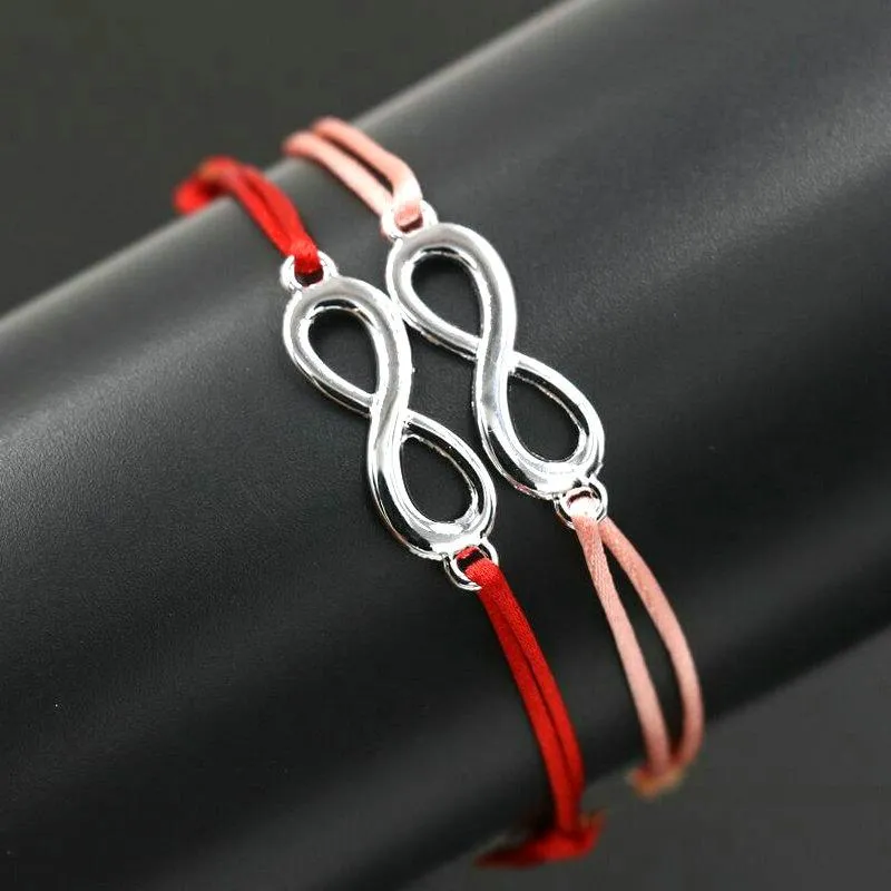 Bracelets de charme BPPCCR / set Lucky Digital 8 Infinity Corde Rouge Corde Fil Tresse Lignes Colorées Femmes Amoureux Pulseira Bijoux240C