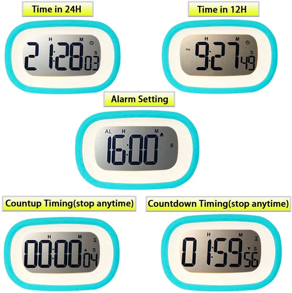 Timer Stopwatch and Kitchen Clock Large LCD Display Digital Countdown Clocks Magnetic Back 12H 24H Display323Y