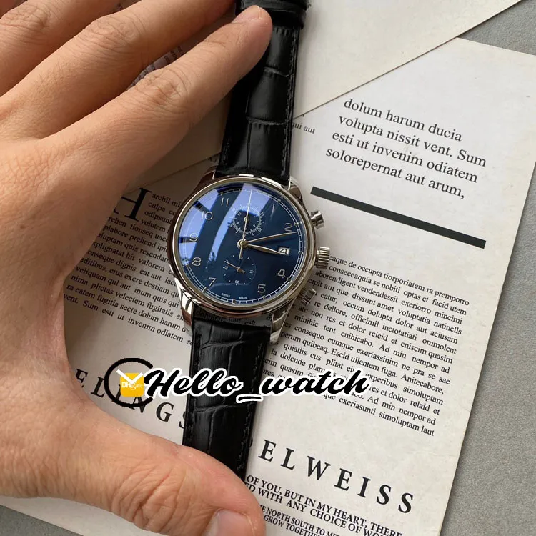 Limited New Chase Second IW371222 Синий циферблат Miyota Кварцевый хронограф Мужские часы Секундомер Стальной корпус Кожаный ремешок Мужские часы H2135