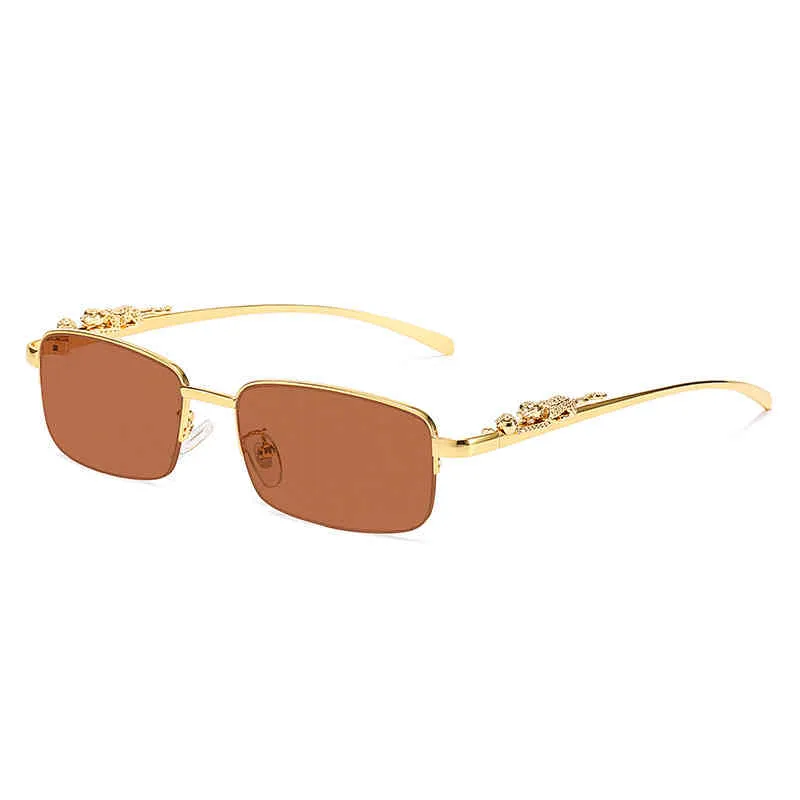 2024 Fashion Off Designer de luxo Novos óculos de sol masculinos e femininos fora da moda Half Frame Metal Cheetah Head óptico óculos Red Street Photo Mulheres
