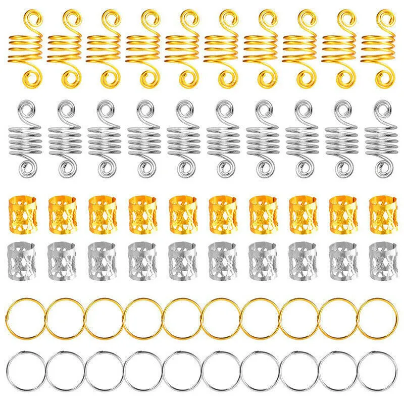 180 шт. Металлические африканские волосы кольца бусины манжеты трубки шармны дред Lock Dread волос