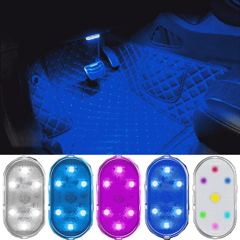 Control táctil magnético, luz de ambiente para coche, lámpara decorativa Interior colorida, carga Usb, lámpara de noche para fiesta, luces Led